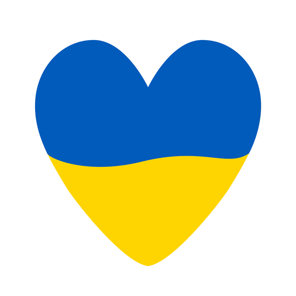 hjarte med ukrainske fargar